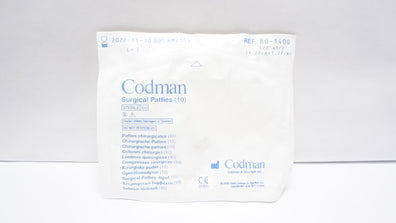 Codman 80-1400 Surgical Patties 1/2inch x 1/2inch (x) - Pack of 10